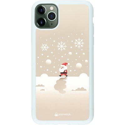 Coque iPhone 11 Pro Max - Silicone rigide blanc Noël 2023 Minimalist Santa