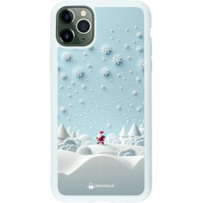 Coque iPhone 11 Pro Max - Silicone rigide blanc Noël 2023 Petit Père Flocon