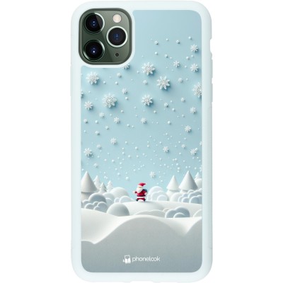 Coque iPhone 11 Pro Max - Silicone rigide blanc Noël 2023 Petit Père Flocon