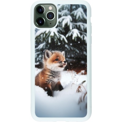 Coque iPhone 11 Pro Max - Silicone rigide blanc Noël 2023 Renardeau sapin