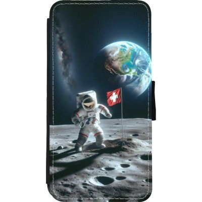 Coque iPhone 11 Pro Max - Wallet noir Astro Suisse sur lune