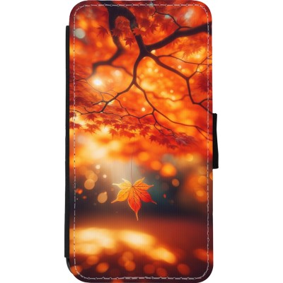 Coque iPhone 11 Pro Max - Wallet noir Automne Magique Orange