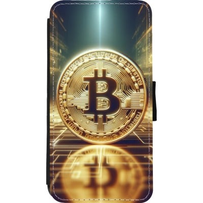 Coque iPhone 11 Pro Max - Wallet noir Bitcoin Standing