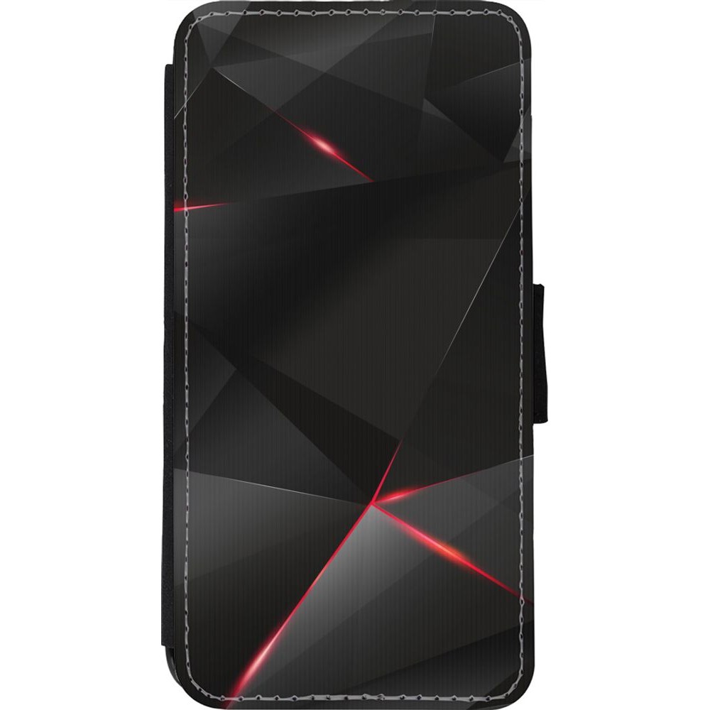 Coque iPhone 11 Pro Max - Wallet noir Black Red Lines