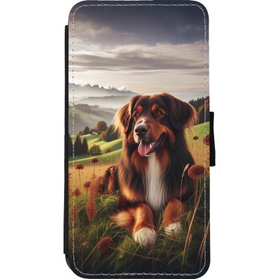 Coque iPhone 11 Pro Max - Wallet noir Chien Campagne Suisse