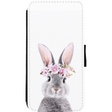 Coque iPhone 11 Pro Max - Wallet noir Easter 2023 flower bunny