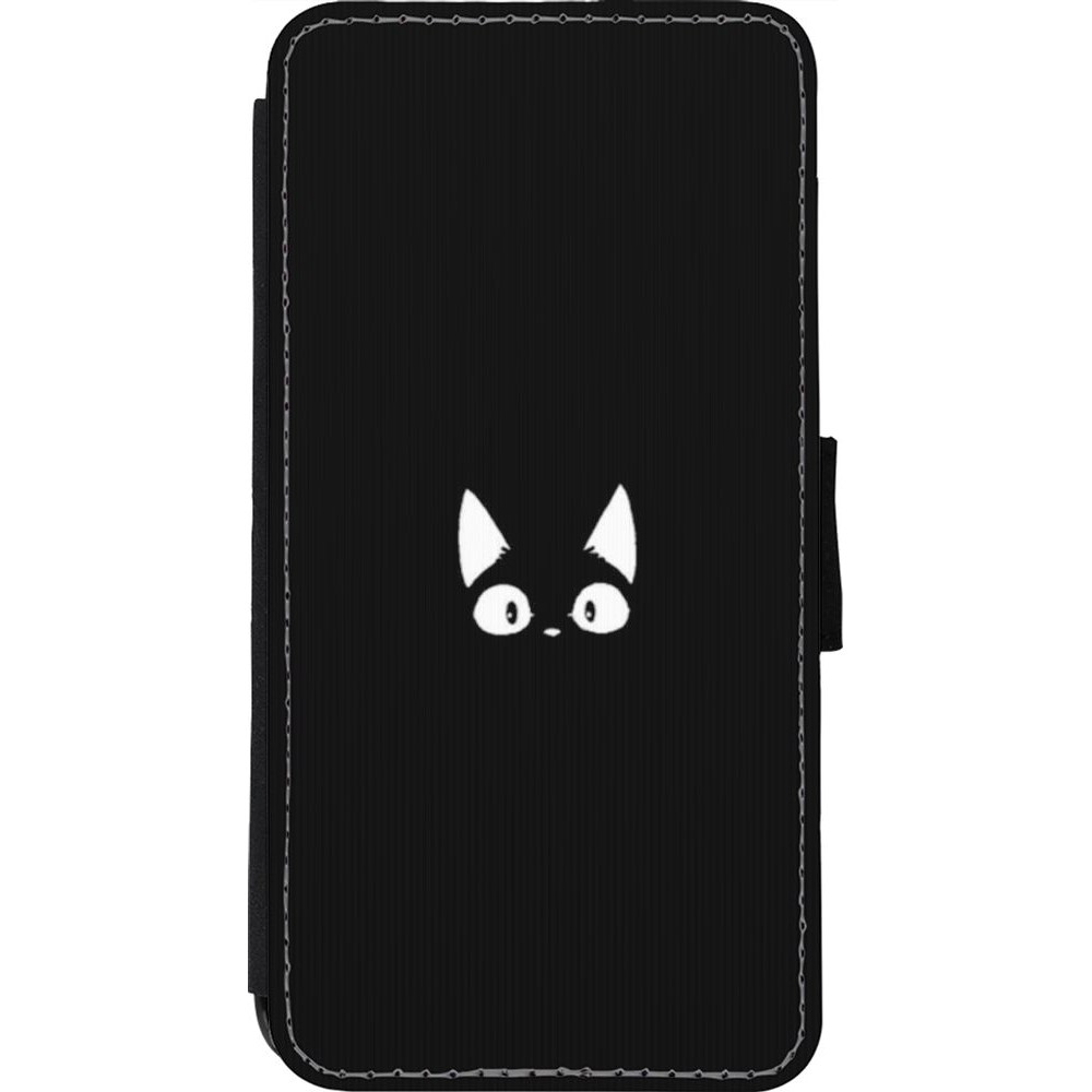 Coque iPhone 11 Pro Max - Wallet noir Funny cat on black