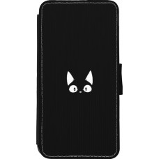 Coque iPhone 11 Pro Max - Wallet noir Funny cat on black