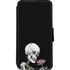 Coque iPhone 11 Pro Max - Wallet noir Halloween 2023 rose and skeleton