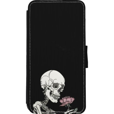 Coque iPhone 11 Pro Max - Wallet noir Halloween 2023 rose and skeleton