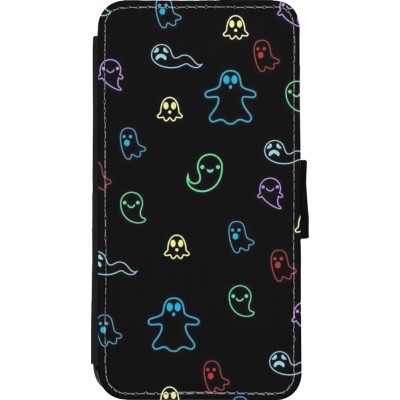 Coque iPhone 11 Pro Max - Wallet noir Halloween 2024 colorful ghosts