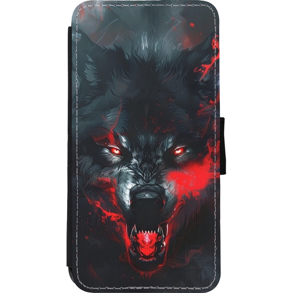 Coque iPhone 11 Pro Max - Wallet noir Halloween 2024 mad werewolf