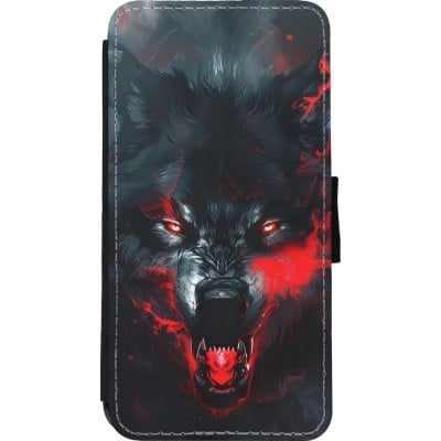 Coque iPhone 11 Pro Max - Wallet noir Halloween 2024 mad werewolf