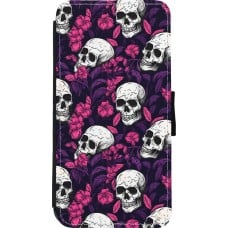 Coque iPhone 11 Pro Max - Wallet noir Halloween 2024 romantic skulls