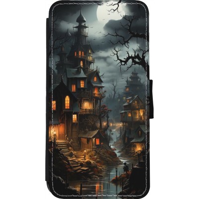 Coque iPhone 11 Pro Max - Wallet noir Halloween 2024 scary town