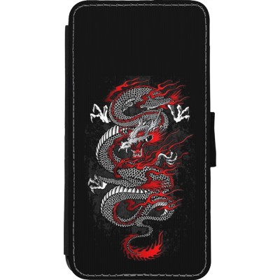 Coque iPhone 11 Pro Max - Wallet noir Japanese style Dragon Tattoo Red Black