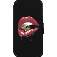 Coque iPhone 11 Pro Max - Wallet noir Lips bullet