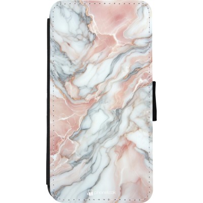 Coque iPhone 11 Pro Max - Wallet noir Marbre Rose Lumineux