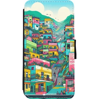 Coque iPhone 11 Pro Max - Wallet noir Medellin Comuna 13 Art