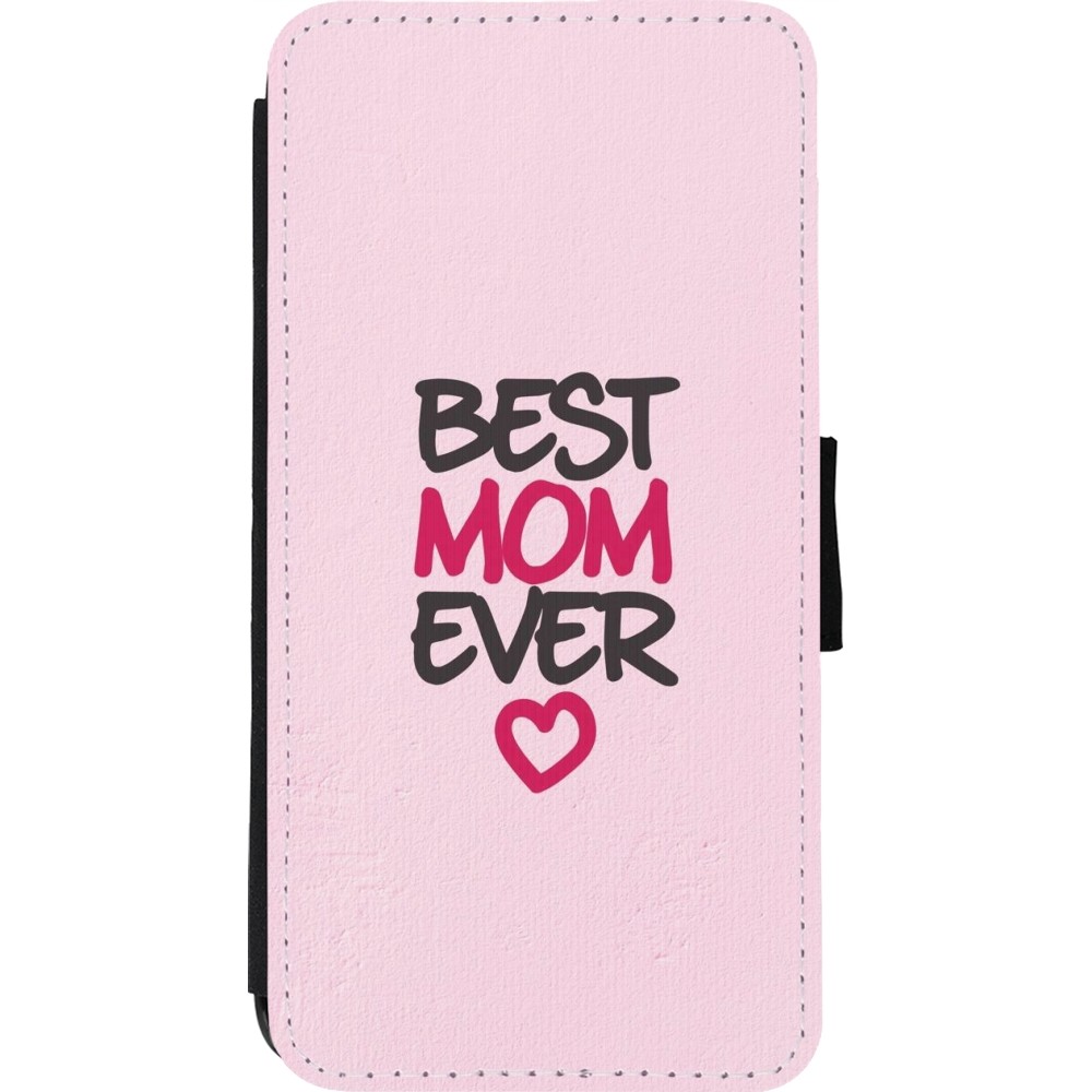 Coque iPhone 11 Pro Max - Wallet noir Mom 2023 best Mom ever pink