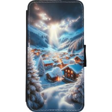 Coque iPhone 11 Pro Max - Wallet noir Mont Neige Lumière