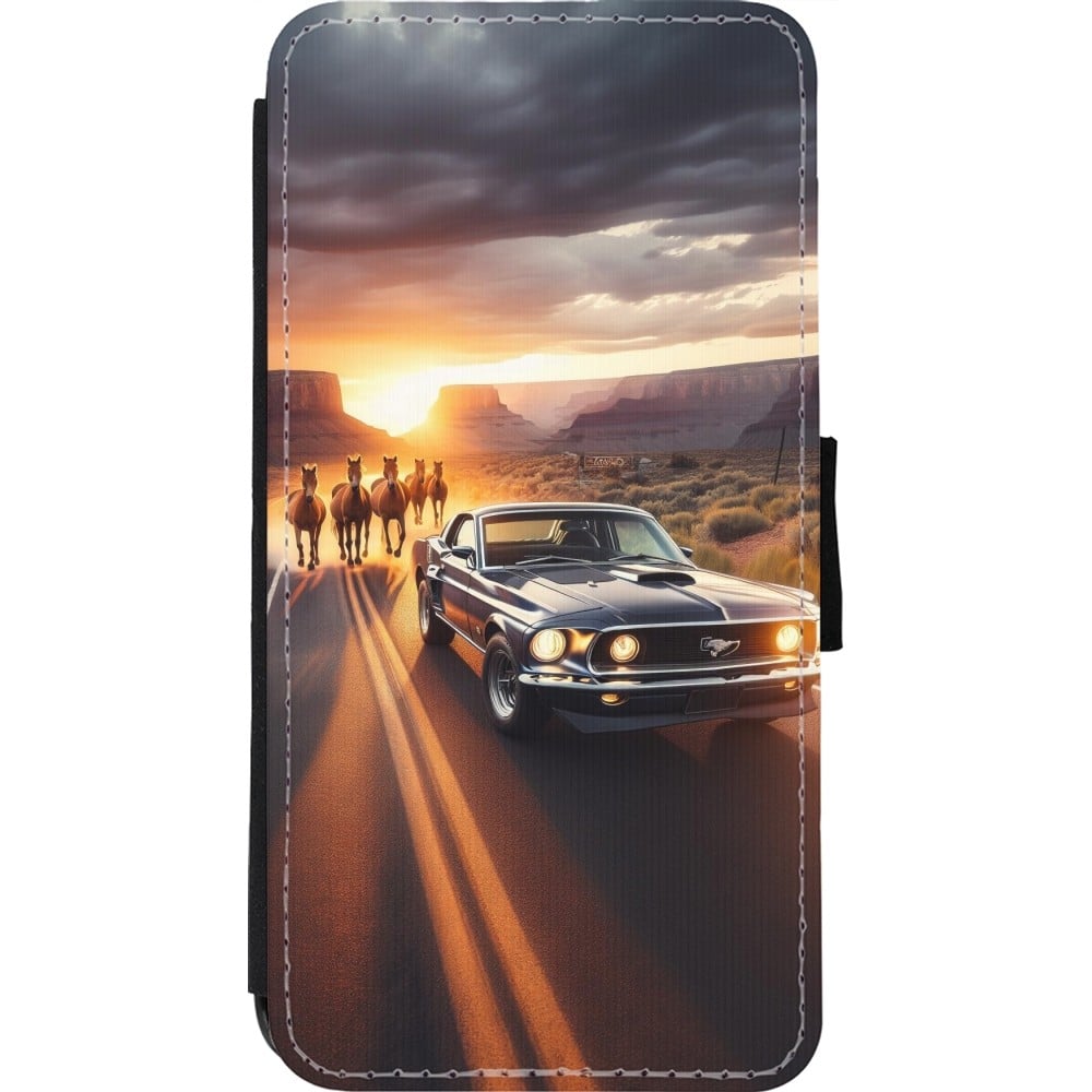 Coque iPhone 11 Pro Max - Wallet noir Mustang 69 Grand Canyon