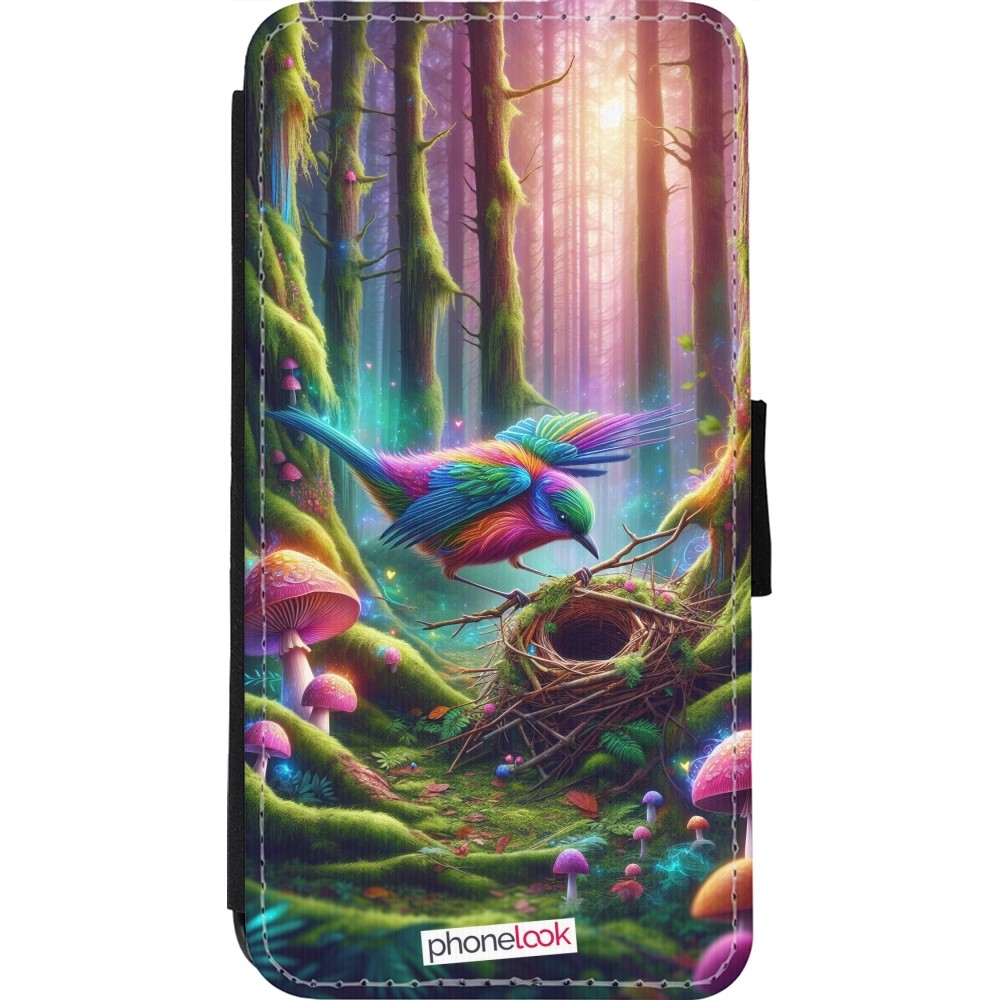 Coque iPhone 11 Pro Max - Wallet noir Oiseau Nid Forêt