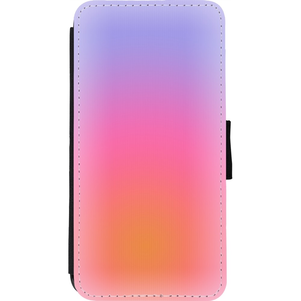 Coque iPhone 11 Pro Max - Wallet noir Orange Pink Blue Gradient