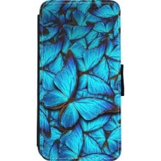 Coque iPhone 11 Pro Max - Wallet noir Papillon - Bleu