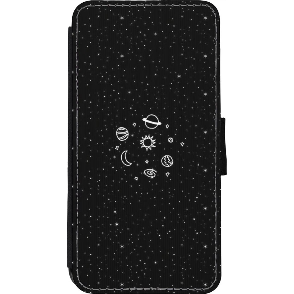 Coque iPhone 11 Pro Max - Wallet noir Space Doodle