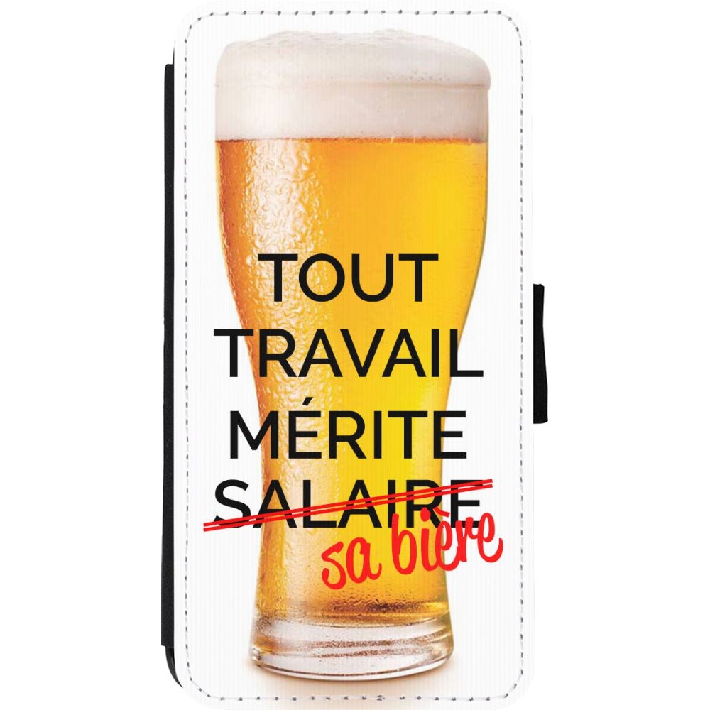 Coque iPhone 11 Pro Max - Wallet noir Tout travail mérite sa bière