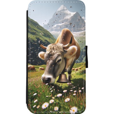 Coque iPhone 11 Pro Max - Wallet noir Vache montagne Valais