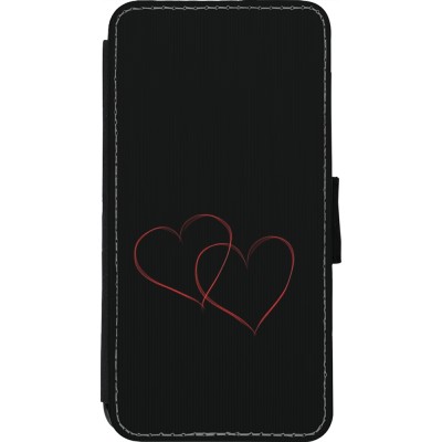 Coque iPhone 11 Pro Max - Wallet noir Valentine 2023 attached heart