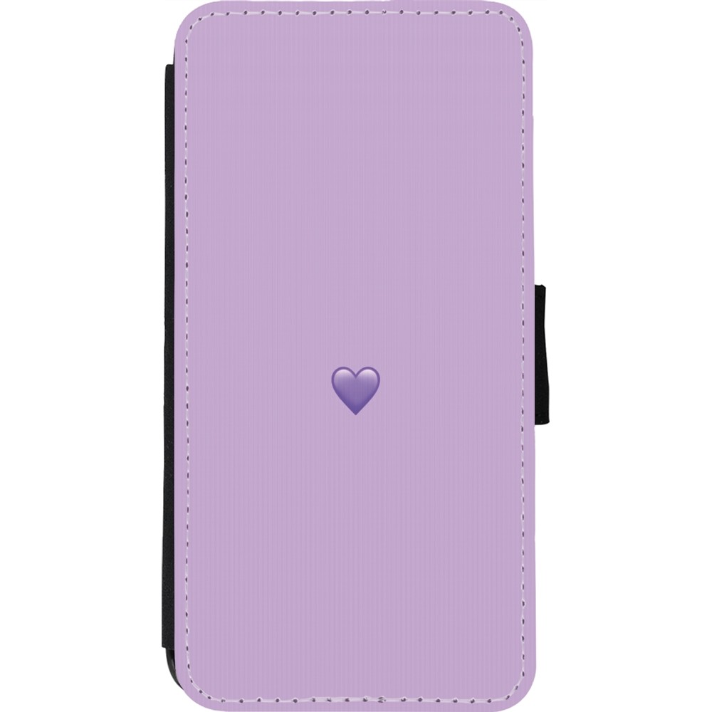 Coque iPhone 11 Pro Max - Wallet noir Valentine 2023 purpule single heart