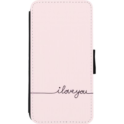 Coque iPhone 11 Pro Max - Wallet noir Valentine 2023 i love you writing