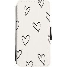 Coque iPhone 11 Pro Max - Wallet noir Valentine 2023 minimalist hearts