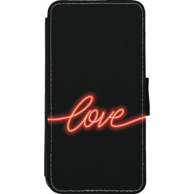 Coque iPhone 11 Pro Max - Wallet noir Valentine 2023 neon love