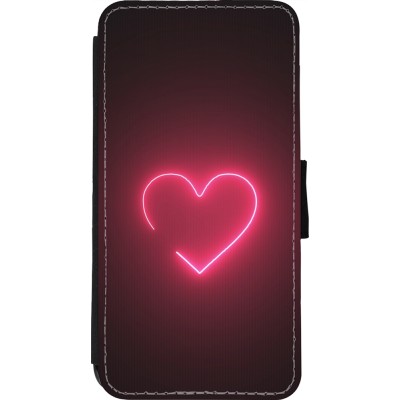 Coque iPhone 11 Pro Max - Wallet noir Valentine 2023 single neon heart