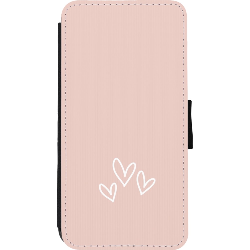 Coque iPhone 11 Pro Max - Wallet noir Valentine 2023 three minimalist hearts