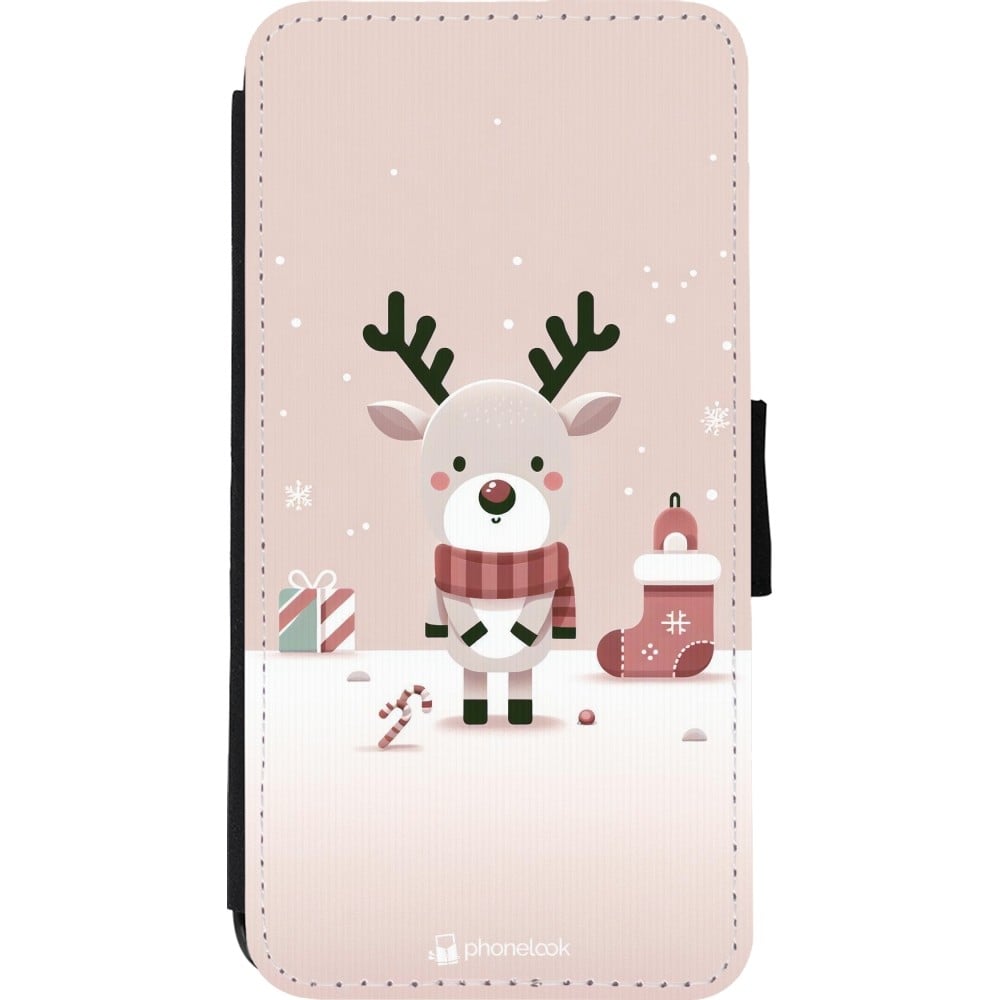 Coque iPhone 11 Pro Max - Wallet noir Noël 2023 Choupinette Renne