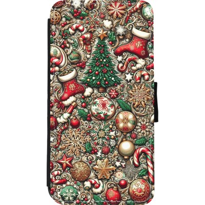 Coque iPhone 11 Pro Max - Wallet noir Noël 2023 micro pattern