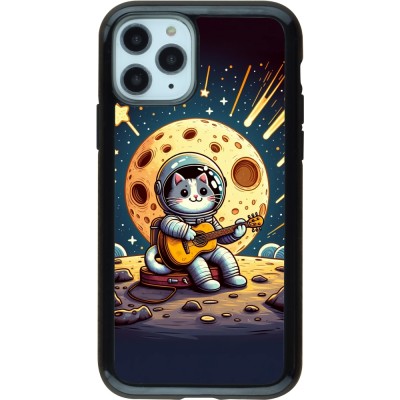 Coque iPhone 11 Pro - Hybrid Armor noir AstroCat RockLune