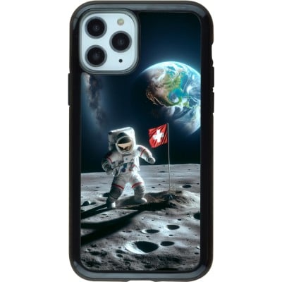 Coque iPhone 11 Pro - Hybrid Armor noir Astro Suisse sur lune