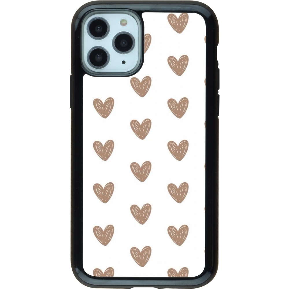 iPhone 11 Pro Case Hülle - Hybrid Armor schwarz Autumn 2024 brown hearts