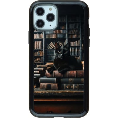 Coque iPhone 11 Pro - Hybrid Armor noir Chat livres sombres