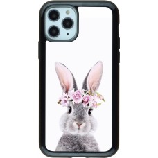 Coque iPhone 11 Pro - Hybrid Armor noir Easter 2023 flower bunny