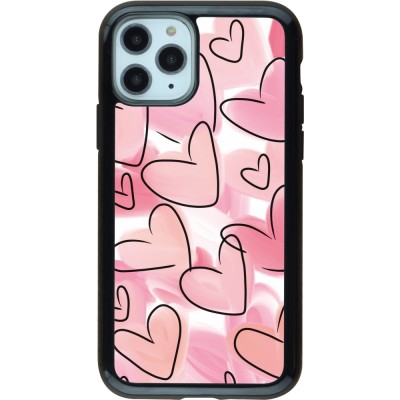 Coque iPhone 11 Pro - Hybrid Armor noir Easter 2023 pink hearts