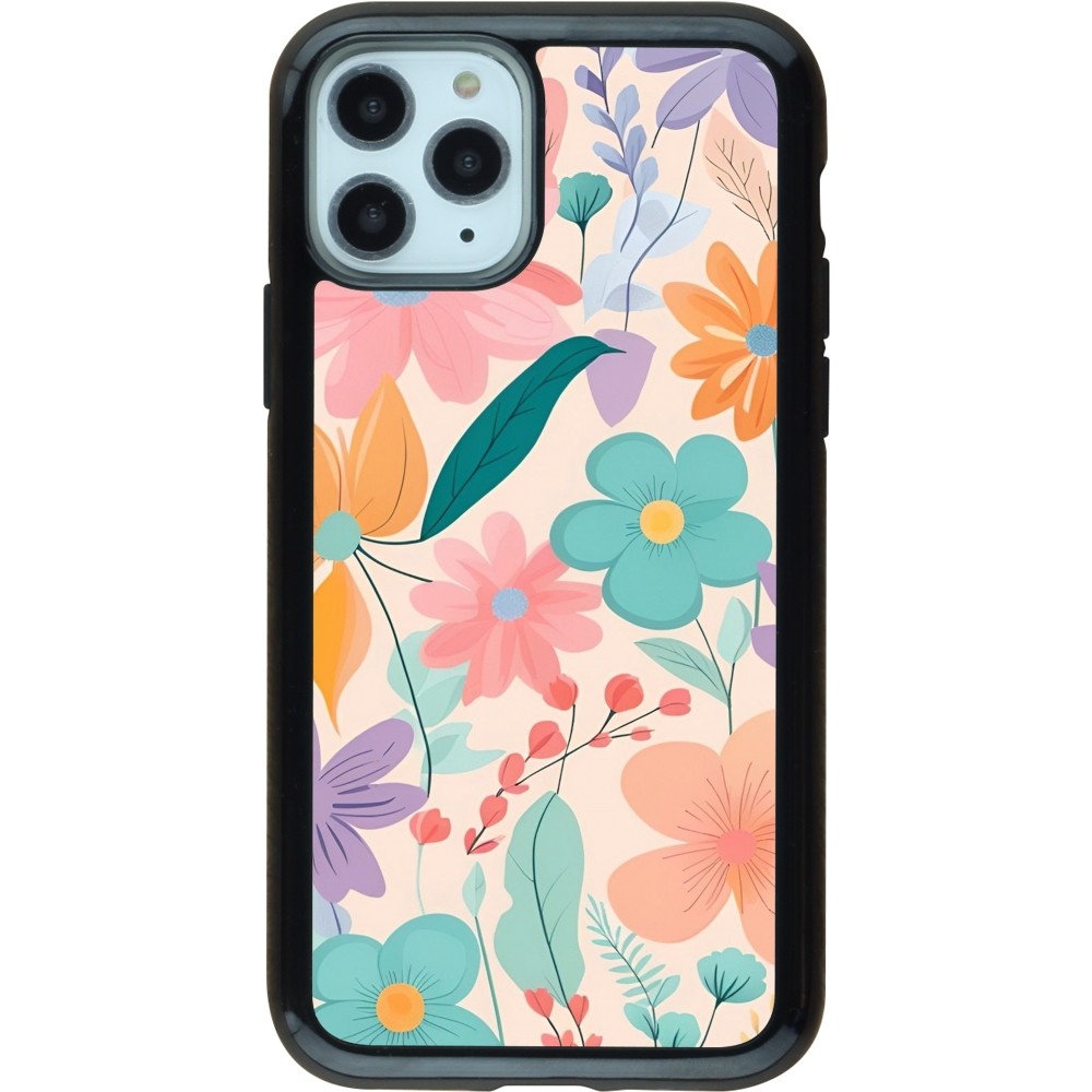 Coque iPhone 11 Pro - Hybrid Armor noir Easter 2024 spring flowers