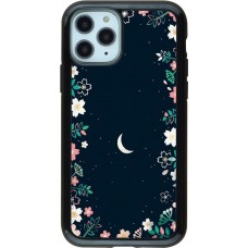 Coque iPhone 11 Pro - Hybrid Armor noir Flowers space