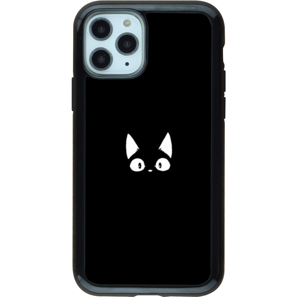 Coque iPhone 11 Pro - Hybrid Armor noir Funny cat on black